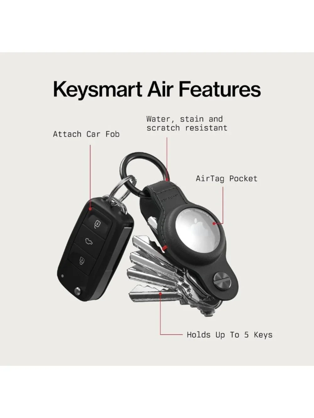 Premium Keychain Holder for Apple AirTag | 5-Key Organizer | Smart Key Storage